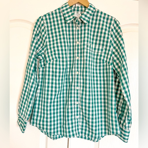 J. Crew Factory Gingham Cotton Poplin Shirt in Medium Size - Picture 2 of 6